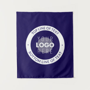  tekst en uw Logo   Donkerblauw Paarse Wandkleed