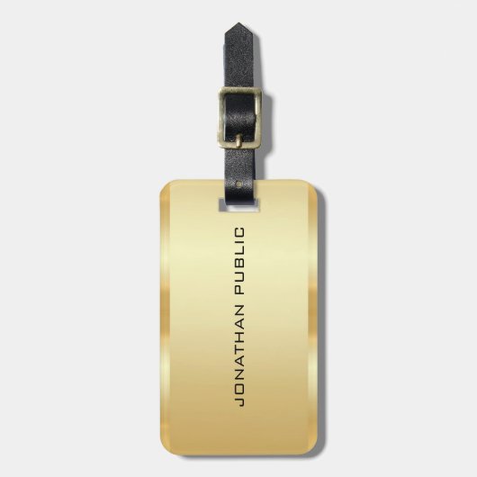 tekst Faux Gold Sjabloon Elegant Bagagelabel (Voorkant verticaal)