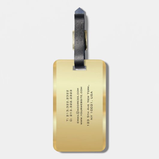  tekst Faux Gold Sjabloon Elegant Bagagelabel (Achterkant verticaal)