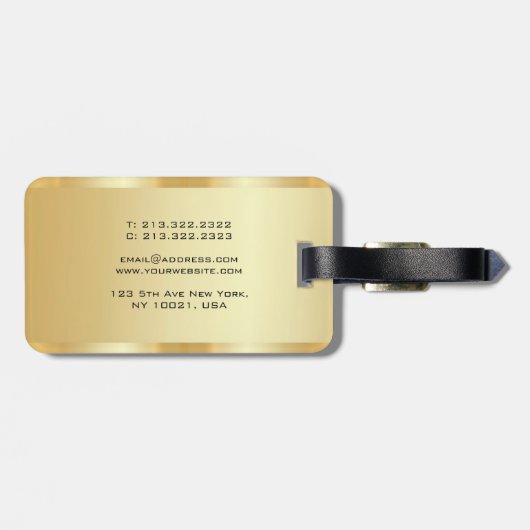  tekst Faux Gold Sjabloon Elegant Bagagelabel (Achterkant horizontaal)