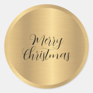 tekst Faux Gold Vrolijk kerstfeest Ronde Sticker