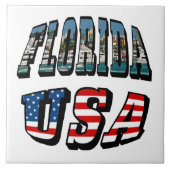 Tekst Florida State en vlag van de VS Tegeltje (Voorkant)