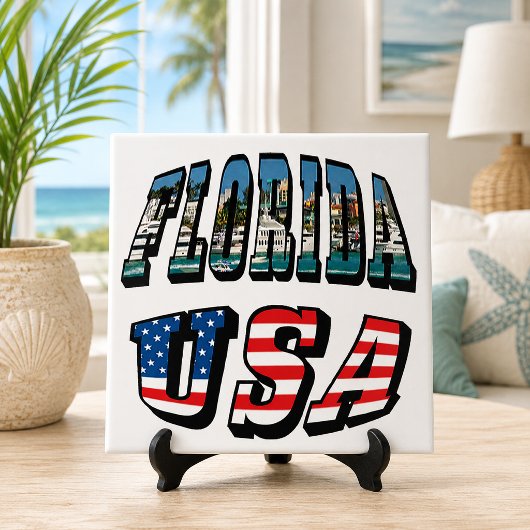 Tekst Florida State en vlag van de VS Tegeltje