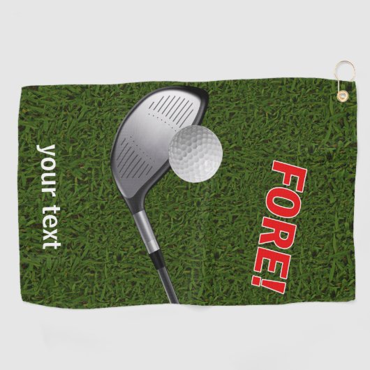 TEKST FORE MET Ball, Golf Head en Grass Golfhanddoek (Horizontaal)