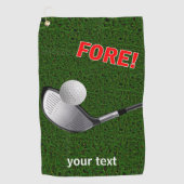 TEKST FORE MET Ball, Golf Head en Grass Golfhanddoek (Voorkant)