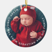 tekst & foto Elegant Merry Kerstmis Keramisch Ornament (Voorkant)