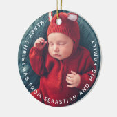 tekst & foto Elegant Merry Kerstmis Keramisch Ornament (Links)