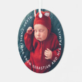 tekst & foto Elegant Merry Kerstmis Metalen Ornament (Voorkant links)