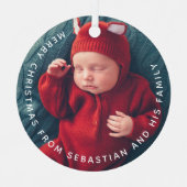 tekst & foto Elegant Merry Kerstmis Metalen Ornament (Voorkant)