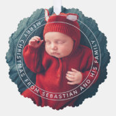  tekst & foto Elegant Merry Kerstmis Ornament Kaart (Voorkant)