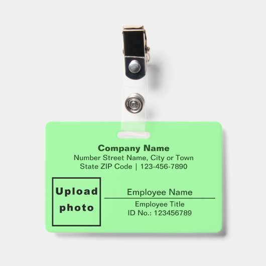 Tekst gebaseerd op medewerker foto rechthoek licht badge (Voorzijde met clip)