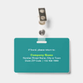 Tekst gebaseerd op medewerker foto rechthoek teal badge (Achterkant met clip)