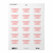 Tekst Gebaseerd Zakelijk Merk in Rood op Adreslabe Etiket (Full Sheet)