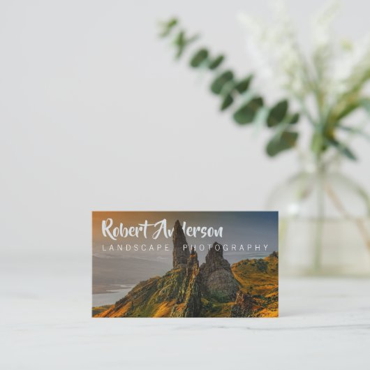Tekst geïntegreerde landschapsfoto visitekaartje (Staand voorkant)