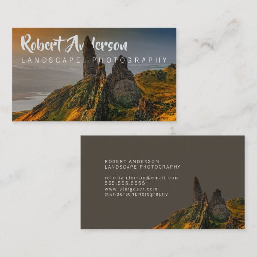 Tekst geïntegreerde landschapsfoto visitekaartje (Voorkant / Achterkant)