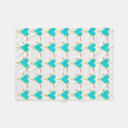 Tekst. Hart & Arrow-Gold-Wht Fleece Deken (Voorkant (Horizontaal))