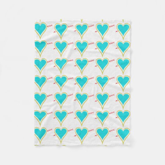 Tekst. Hart & Arrow-Gold-Wht Fleece Deken (Voorkant)