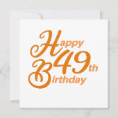 Tekst in cursief 'Orange Happy 49th Birthday' Kaart (Voorkant)