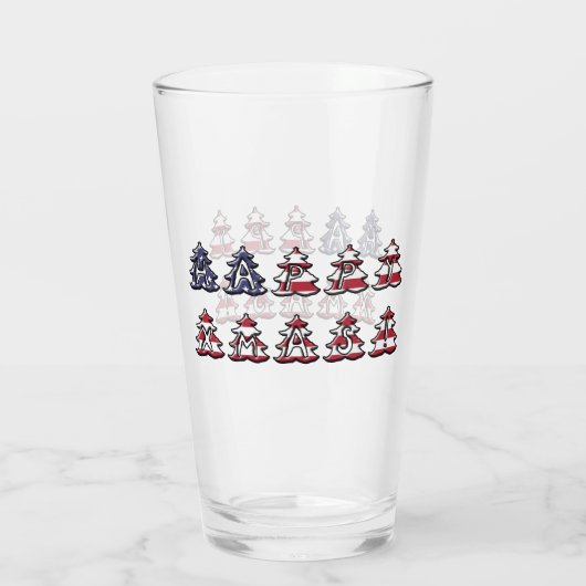 Tekst in Kerstbomen Gelukkig XMAS Patriottisch Glas (Achterkant)