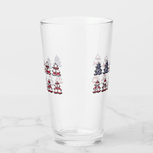 Tekst in Kerstbomen Gelukkig XMAS Patriottisch Glas (Rechts)
