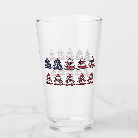 Tekst in Kerstbomen Gelukkig XMAS Patriottisch Glas (Voorkant)