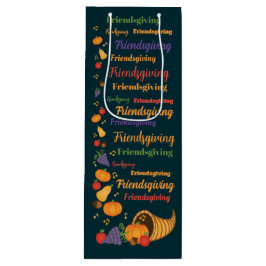 Tekst kleurrijke Cornucopia Friendsgiving Party Wijn Cadeautas