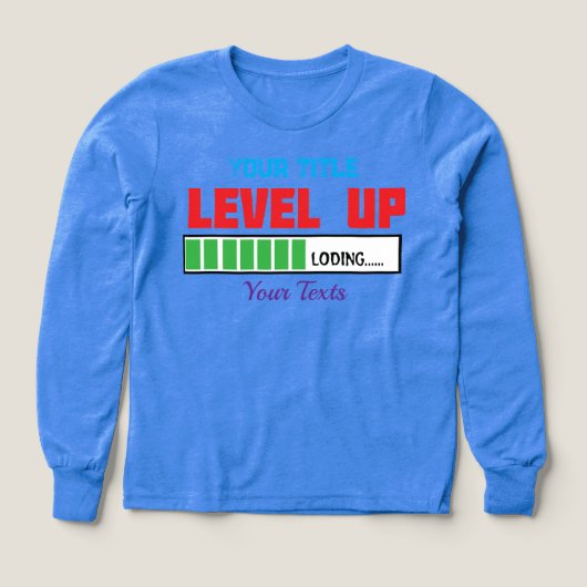 Tekst 'Level Up' met groene laadvoortgang (Voorkant)