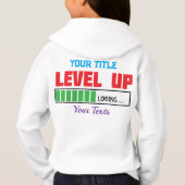 Tekst 'Level Up' met groene laadvoortgang (Achterkant)