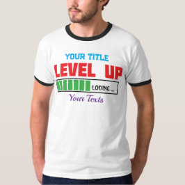 Tekst 'Level Up' met groene laadvoortgang T-shirt