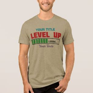 Tekst 'Level Up' met groene laadvoortgang Tri-Blend Shirt