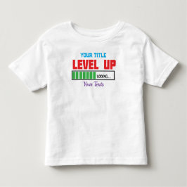 Tekst 'Level Up' met groene voortgangsindicator Kinder Shirts