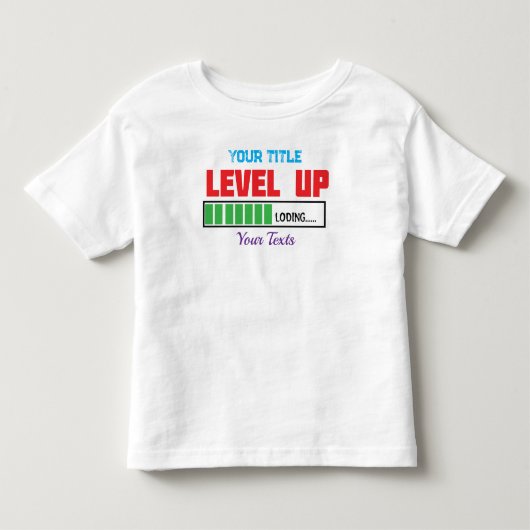 Tekst 'Level Up' met groene voortgangsindicator Kinder Shirts (Voorkant)
