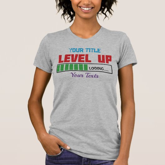 Tekst 'Level Up' met groene voortgangsindicator T-shirt (Voorkant)