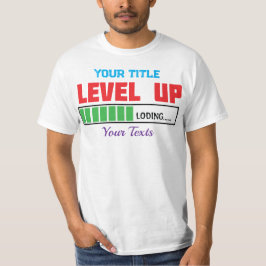 Tekst 'Level Up' met groene voortgangsindicator T-shirt