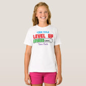 Tekst 'Level Up' met groene voortgangsindicator T-shirt (Voorkant volledig)