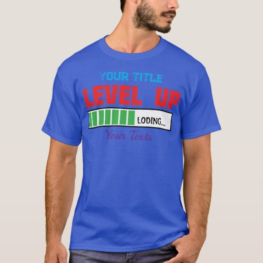 Tekst 'Level Up' met groene voortgangsindicator T-shirt (Voorkant)