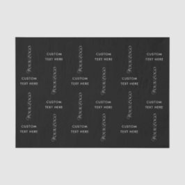 Tekst Logo Custom Bedrijf Zwart Achtergrond Tissuepapier