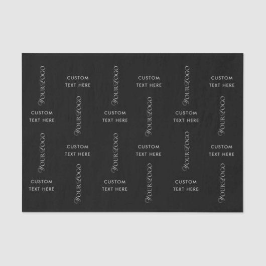 Tekst Logo Custom Bedrijf Zwart Achtergrond Tissuepapier (Voorkant)