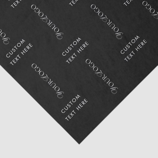 Tekst Logo Custom Bedrijf Zwart Achtergrond Tissuepapier (Detail)