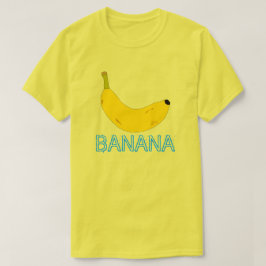 TEKST MET GEEL BANANEN EN BLAUWE TEKST T-SHIRT