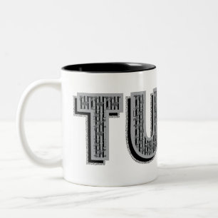 Tekst met grijs patroon tweekleurige koffiemok
