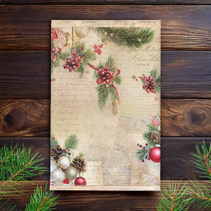  tekst met kerst Botanicals Decoupage Tissuepapier