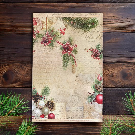  tekst met kerst Botanicals Decoupage Tissuepapier