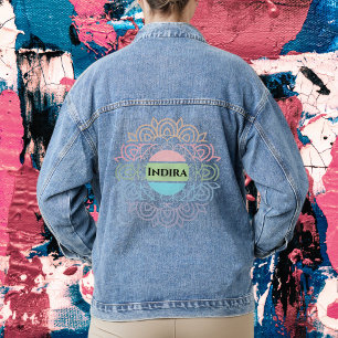 Tekst met Kleurrijke Chakra Achtergrond Denim Jacket