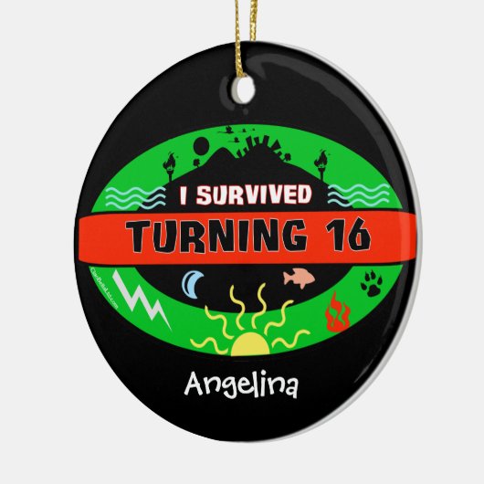 tekst met mijn overlevende weergave 16 keramisch ornament (Links)