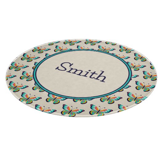 Tekst met vlinder snijplank (Hoek)