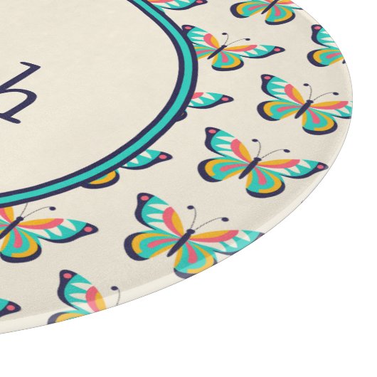 Tekst met vlinder snijplank (Hoek)