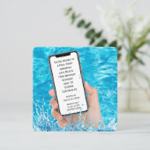 Tekst mobiele telefoon 10e verjaardags zwembadfees kaart (Staand voorkant)