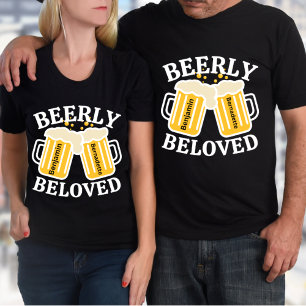 Tekst naam bijpassend grappig bier paar t-shirt