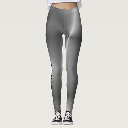  tekst Naam Modern Womens Silver Look Leggings (Voorkant)